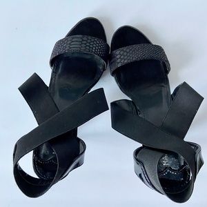 Black Ankle Elastic Strap Heels